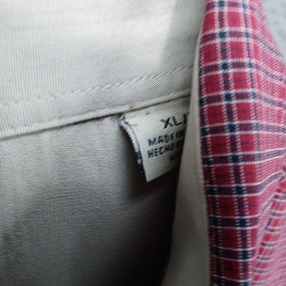 Haggar men's sz XL short sleeve button red plaid c - Picture 6 of 9